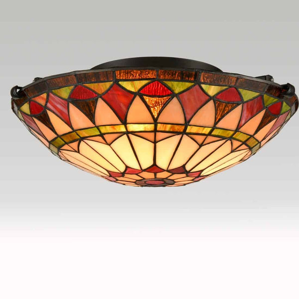 Vintage Tiffany Style Mission Semi Flush Ceiling Light